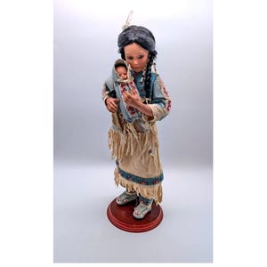 Vintage 90s Danbury Mint MBI Judy Belle Native American Porcelain Doll 16" Baby