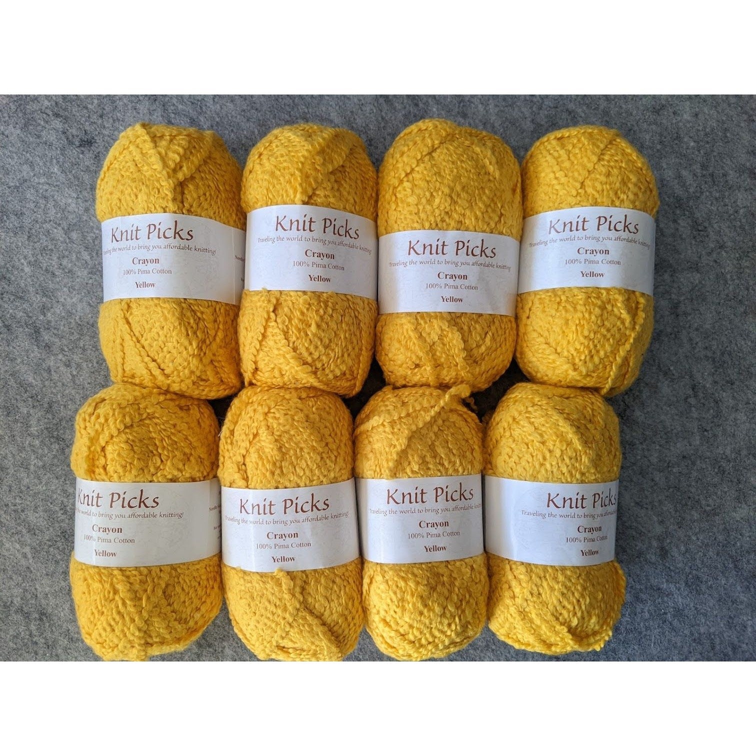 8 Skein Lot Knit Picks Crayon Yarn Yellow Cotton Light DK Worsted