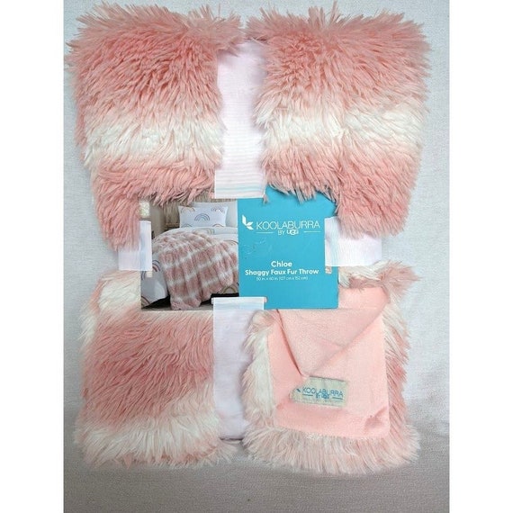Koolaburra by UGG Chloe Shaggy Faux Fur Throw 50x60 Blanket Pink Nursery NEW Etsy