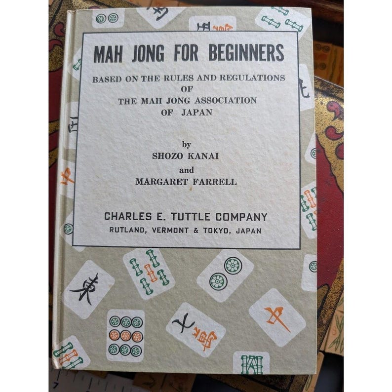 Antique 20s Admiral Mahjong Set Bone Bamboo Tiles Sticks Tin Box Hand Carved image 20