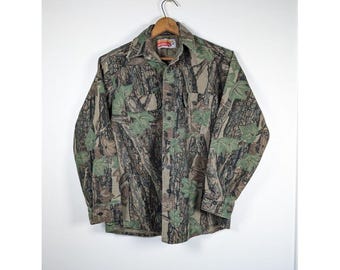 Winchester Button Down Shirt Size Medium Camo Trebark Flannel Hunting Outdoors