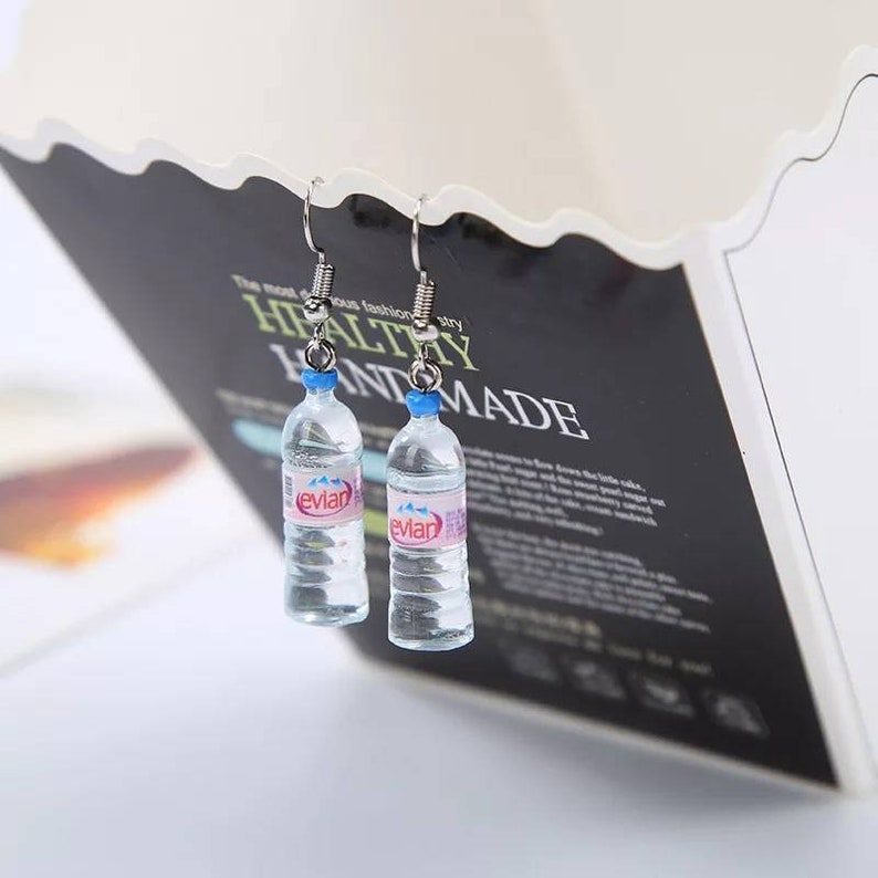 Novelty earrings Evian bottle earrings water bottle Etsy