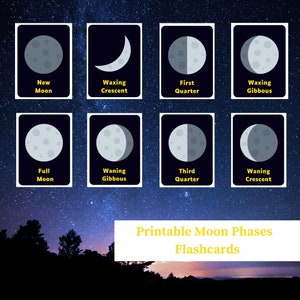 Moon Phases Flashcards Moon Flashcards for Children PDF - Etsy