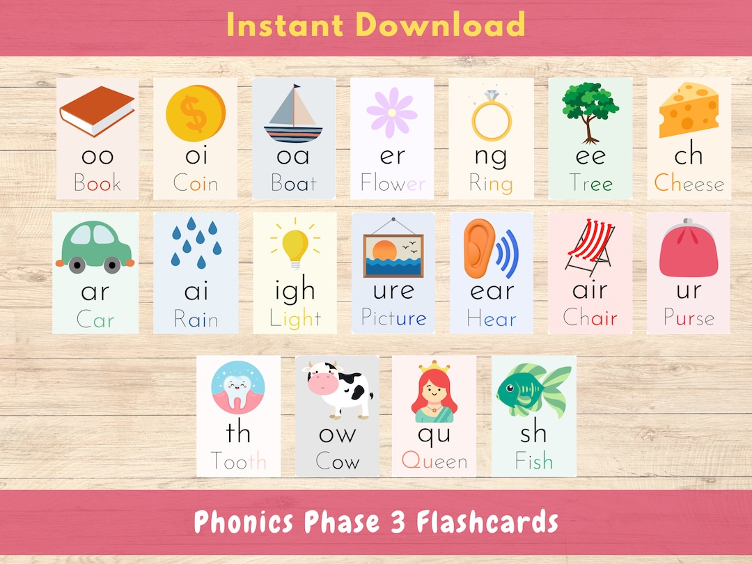 Phonics Phase 3 Flashcards Phonics Sounds Phonics Download - Etsy