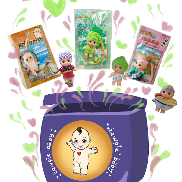 3 porte-clés japonais kewpie pour bébé – breloque kawaii mignonne | Adorable cadeau de collection pour tous les âges