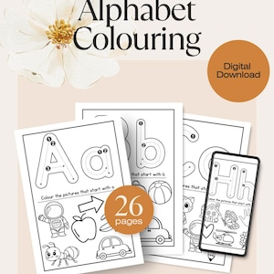 ALPHABET COLOURING PAGES | Learning worksheets | Printable tracing | Preschool coloring worksheet | Preschool activity | Preschool printable