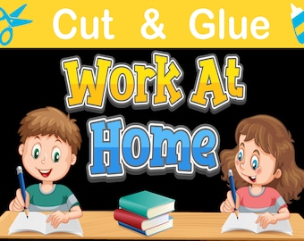 Cut and Glue Activity Book, Printable Sheets (PDF Pattern)
