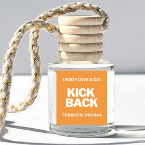 Kick Back Car Diffuser, Tobacco And Vanilla Hanging Car Freshener, Air Freshener, Refillable Car Accessories