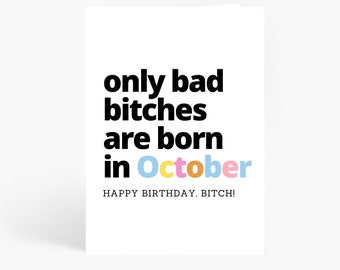 Funny October Birthday Card, Bestie Birthday Gift