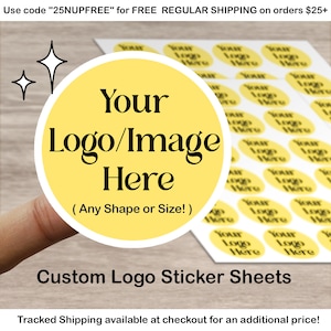 Custom Sticker Sheets - Any Shape or Size- Personalized Logo Sticker Sheet for small business packaging, branding and more!