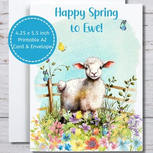 Carte mouton, carte imprimable, joyeux printemps pour les brebis, amoureux des moutons, carte à imprimer, amoureux de la ferme, jeu de mots mouton, thème mouton, carte imprimable joyeux printemps
