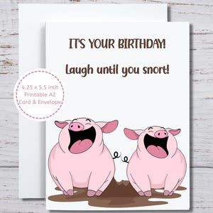 Cartão de aniversário engraçado de porco, Humor de porco, Cartão de aniversário para amantes de porcos para imprimir, Tema de porco, Ria até roncar, Humor de aniversário, Cartão de aniversário de última hora
