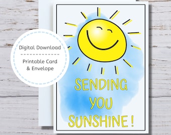 Sending You Sunshine Card, Printable Sunshine Card, Sending You Sunshine, Sunshine Thinking of You Card, Sunshine Get Well Card, BFF Card