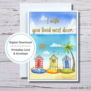 I Wish You Lived Next Door Card, Friendship Printable Card, Missing You Card, Miss You Printable Card, Friend Card to Print, BFF Card