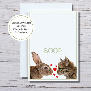 Boop Card, afdrukbare Boop Card, Boop Neuzen, Cat Boop Card, Bunny Rabbit Boop Card, Enquête voor hem, voor haar, Verjaardag Wenskaart