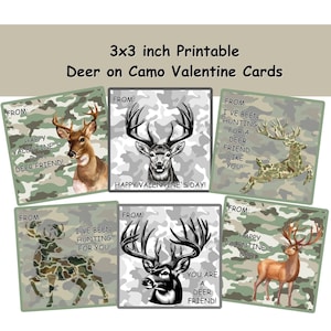 Tarjetas de San Valentín con ciervos, ciervos con camuflaje, tarjetas de San Valentín con camuflaje, tarjetas de San Valentín para la escuela, ciervos machos, tarjetas de San Valentín con ciervos para imprimir, tarjetas de San Valentín con ciervos