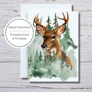 Carte cerf chasseur, carte cerf imprimable, carte gros dollars, carte pour chasseur, carte cerf à imprimer, carte Buck imprimable, carte cerf toutes occasions