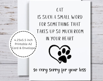 Cat Sympathy Card, Loss of Cat Card, Cat Sorry for Your Loss Printable Card, Cat Owner Sympathy Card, Sorry for the Loss of Your Cat