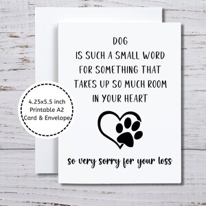 Sympathiekaart hond, kaart verlies hond, hond sorry voor je verlies Afdrukbare kaart, condoleancekaart hondeneigenaar, sorry voor het verlies van je hond