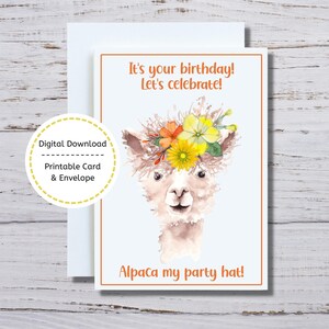 Alpaka Geburtstagskarte, druckbare Geburtstagskarte, lustige Geburtstagskarte, Geburtstagskarte zum Drucken, Aquarell Alpaka Karte, Alpaka Bday Karte, Alpaka