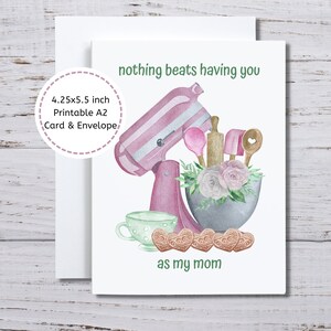 Cartão engraçado para a mãe, cartão temático de cozimento, nada é melhor do que ter você como minha mãe, cartão de culinária para a mãe, cartão de dia das mães misturador, humor de cozimento