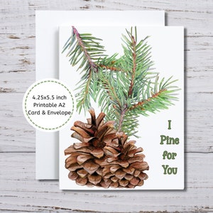 I Pine for You, Miss You Card, imprimible pensando en tu tarjeta, tarjeta de piña, punny miss you card, para ella, para él, DIY Miss You Card