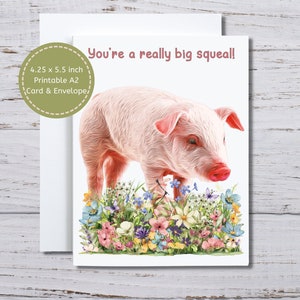 Grappige aanmoedigingskaart, varkenskaart, grappige felicitatiekaart voor, voor haar, voor vriend, voor hem, varkensliefhebber, varkensthema, bevestigingskaart om af te drukken