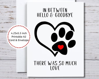 Pet Sympathy Card, Loss of Dog, Loss of Cat, Sympathy Card, for Dog Owner, for Cat Owner, Sorry for Your Loss, Pet Loss, Death of Pet Card