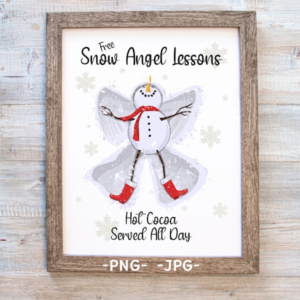 Snow Angel Printable, Snow Angel Snowman Print, PNG, JPG, Sublimation, Snowman Wall Art, Snow Angel Design, Snowman Design, Snowman Theme