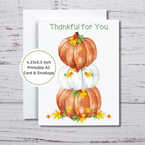 Carte de remerciement pour vous, carte d’automne, carte de Thanksgiving, carte de notes d’automne, carte de notes de citrouilles, carte de vœux d’automne imprimable, carte de pile de citrouille