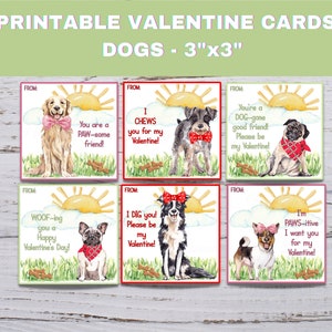 Dogs Valentine Cards, Printable Dog Valentine Cards, Classroom Valentines, Dog Valentine, Dogs Valentines to Print, Dog Cards to Exchange
