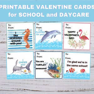 Valentinstagskarten, Valentinstag für die Schule, druckbare Valentinstagskarten für Kinder, Valentinstag im Klassenzimmer, Hai, Delphin Karte