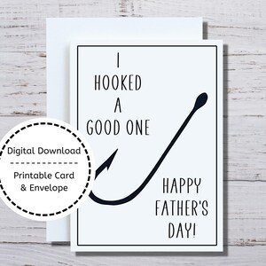 Tarjeta divertida del Día del Padre, Tarjeta imprimible del Día del Padre, Tarjeta del Día del Padre Pescador, Enganché uno bueno, Tarjeta de anzuelo, Papá pescador, Tarjeta de papá