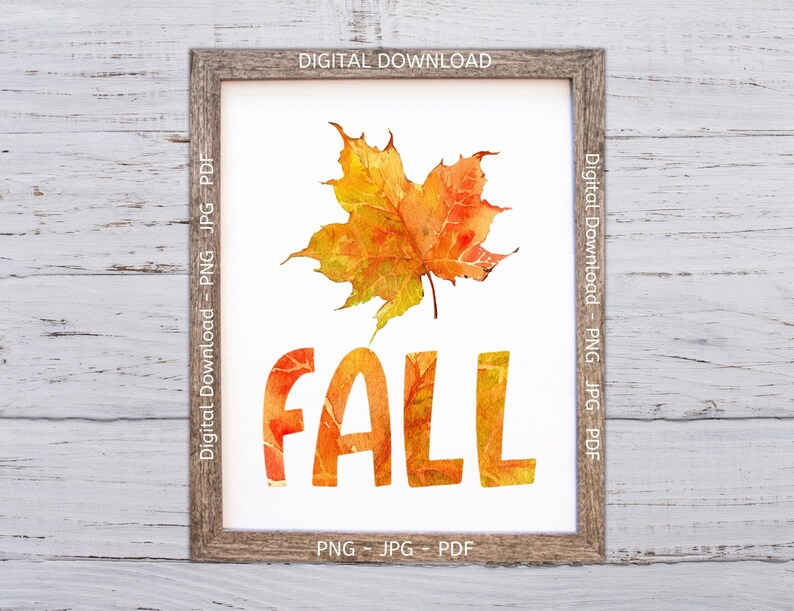Fall Leaf PNG, Fall Leaf Wall Art, Fall Leaf Wall Decor, Autumn Leaf
