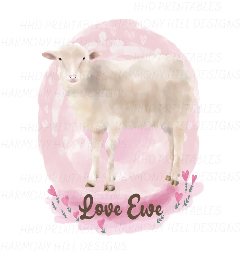 Sheep Printable, Love Ewe Sheep Print, Funny Sheep Wall Art, PNG, JPG