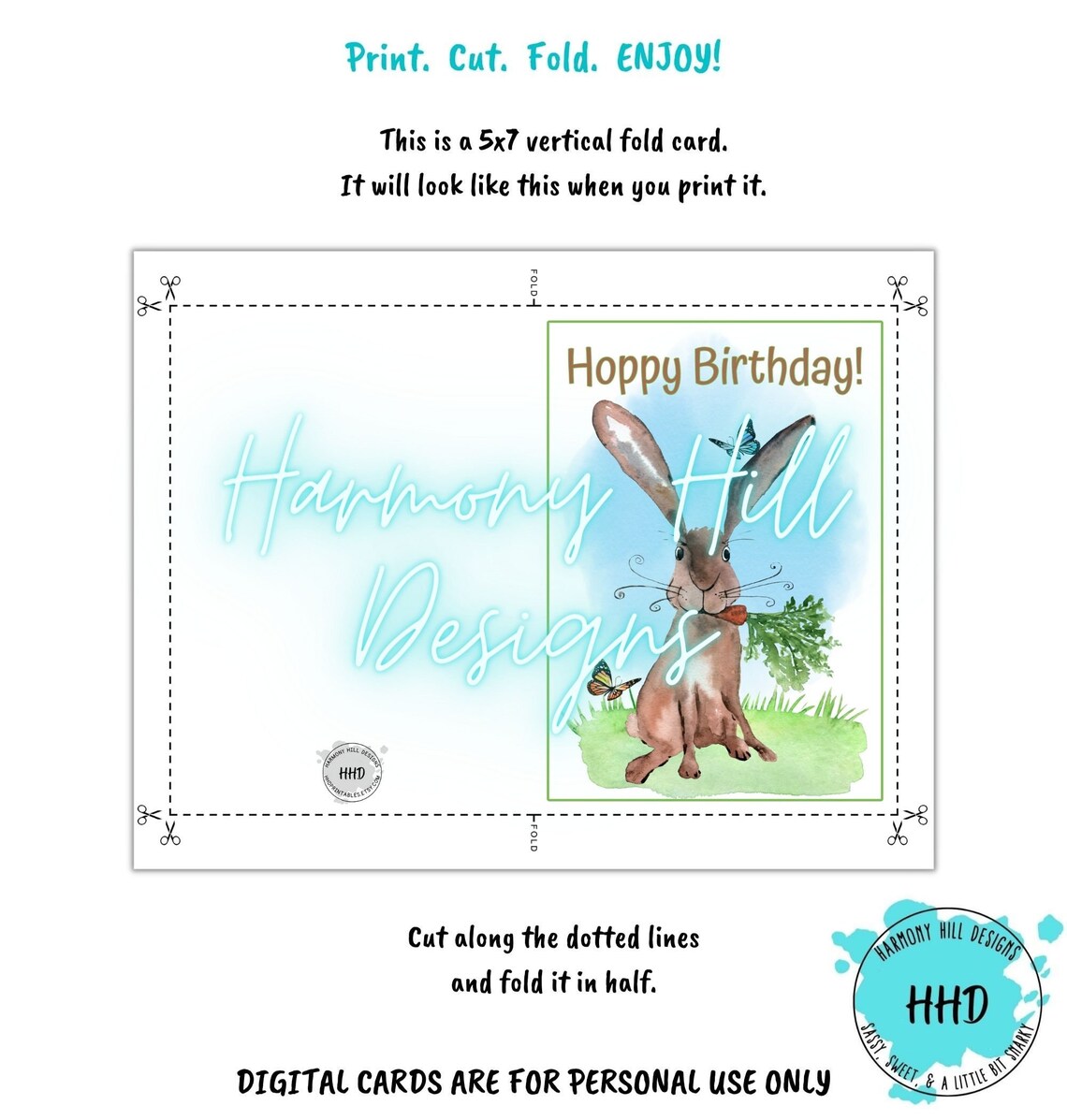 Hoppy Birthday Printable Carddigital Birthday Card Hoppy Etsy