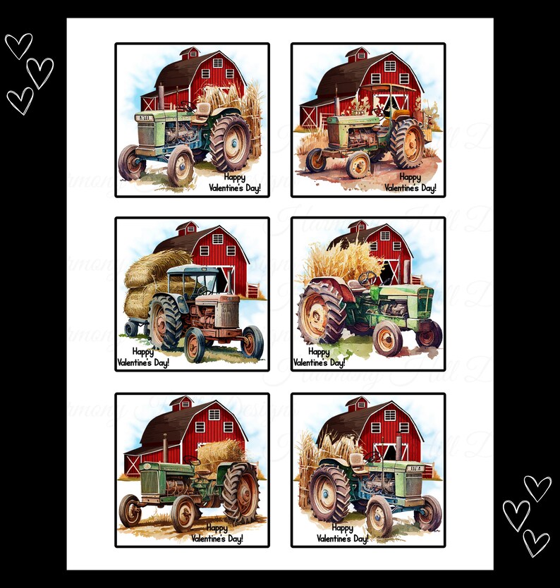 Tractor Valentines, Tractor Valentine Cards, Printable Valentine Cards ...