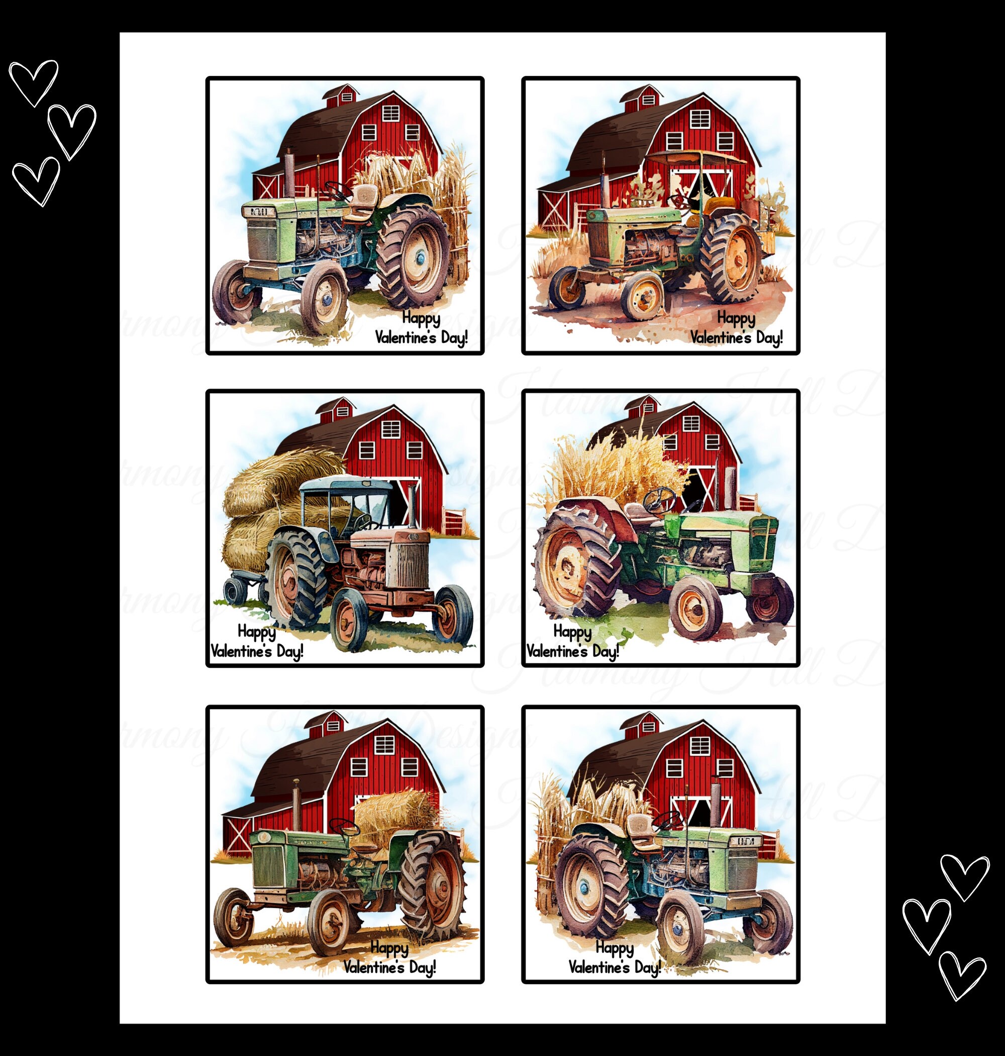 Tractor Valentines, Tractor Valentine Cards, Printable Valentine Cards ...