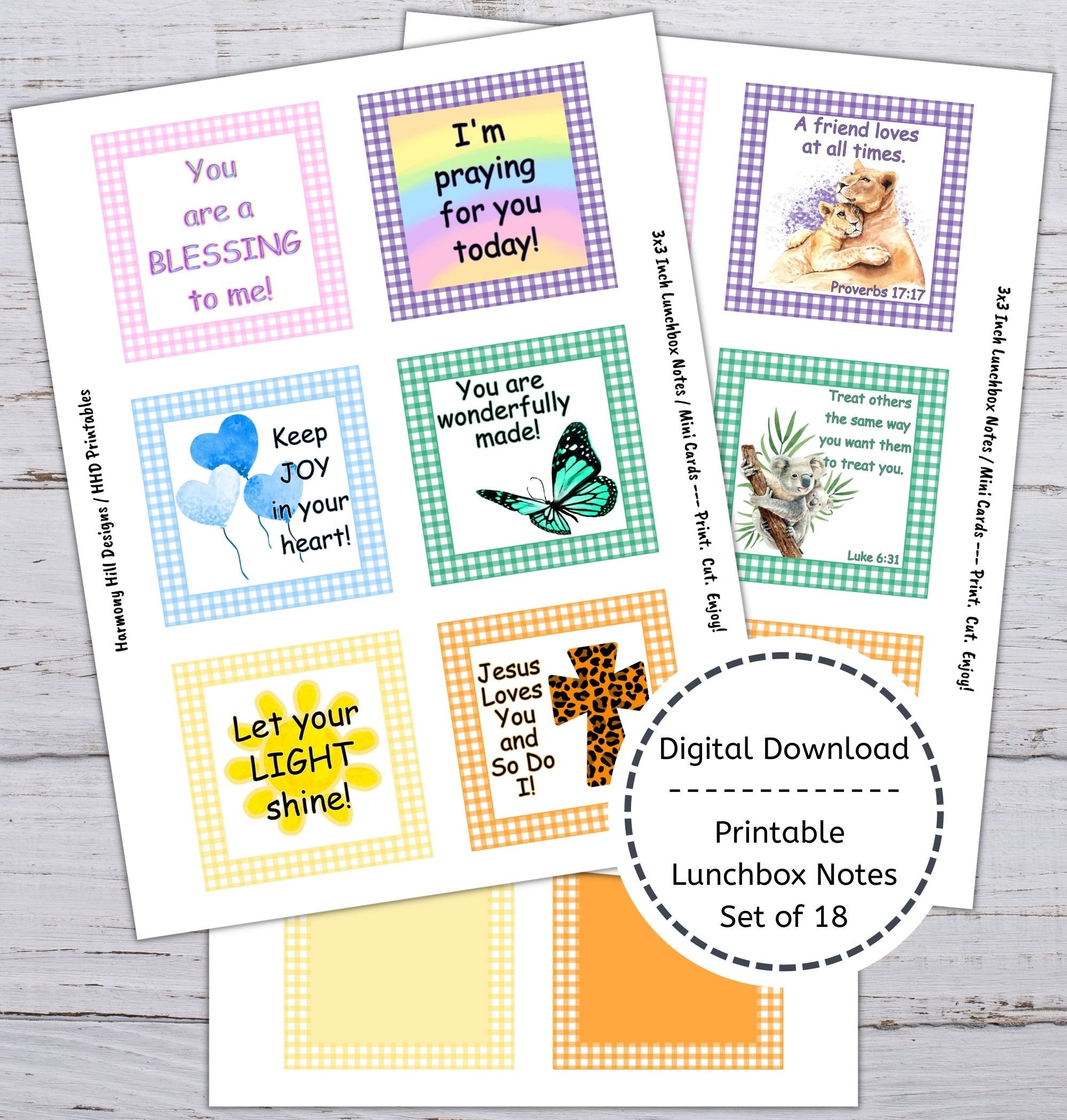 Christian Lunch Box Notes, Printable Lunchbox Notes, Cards for Kids ...