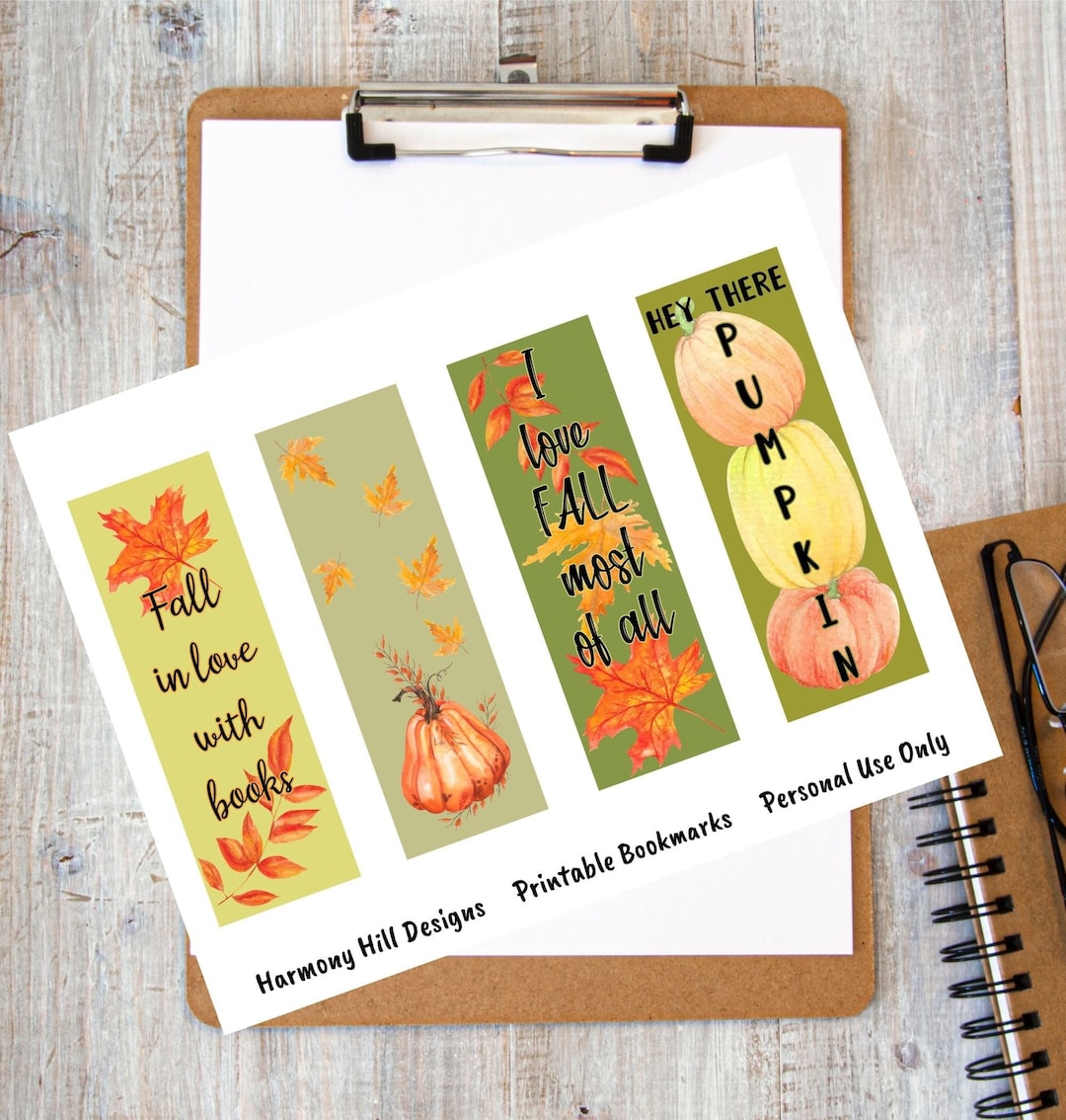 Fall Bookmarks, Ready to Print Bookmarks, Printable Bookmark, Fall