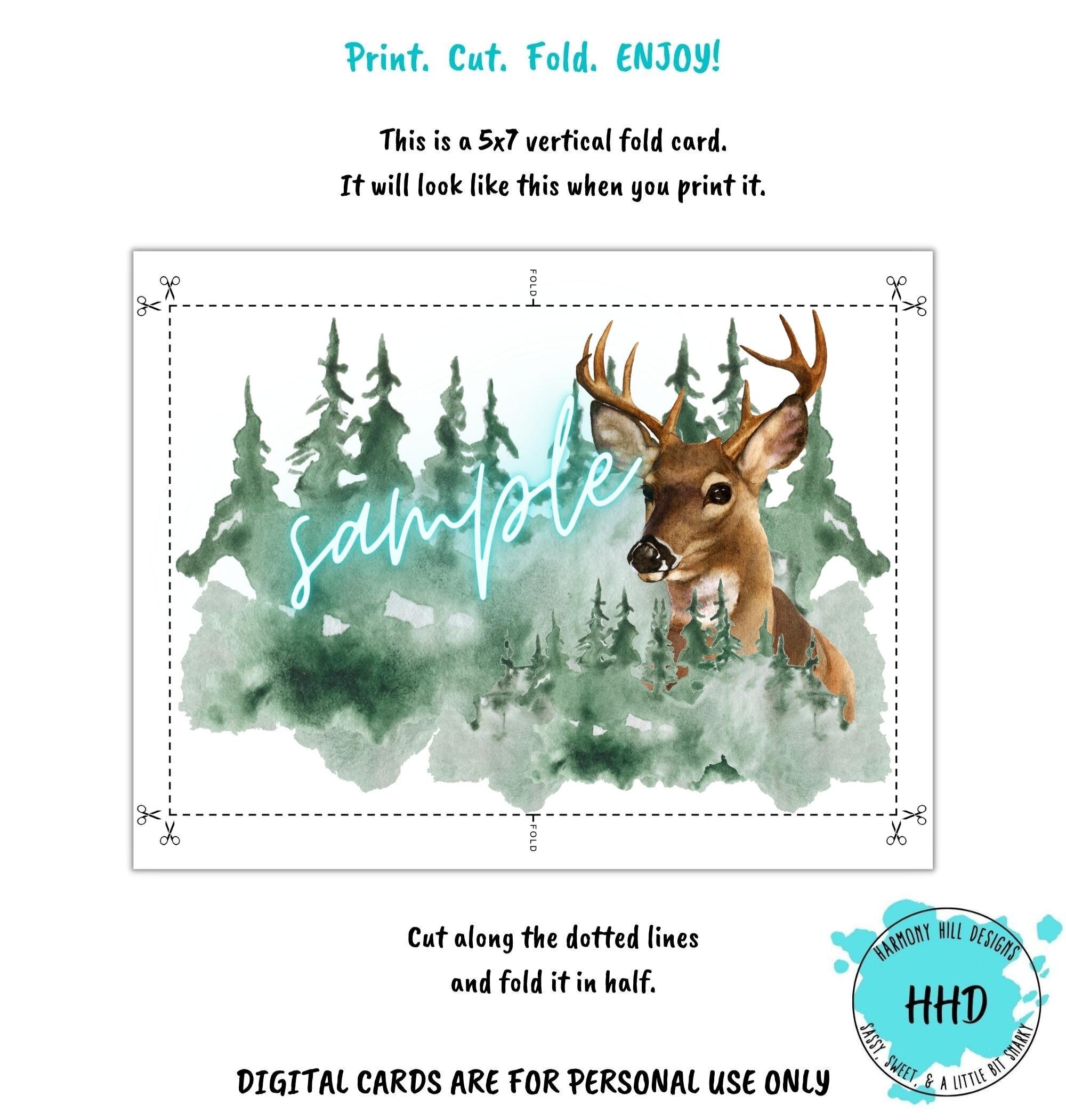 Deer Hunter Card, Printable Deer Card, Big Buck Card, Card for Hunter ...
