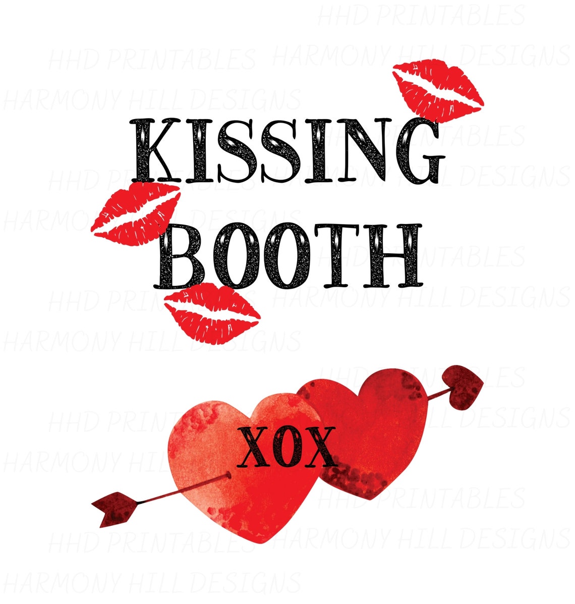 Kissing Booth Printable, Valentine Print, PNG, JPG, Sublimation
