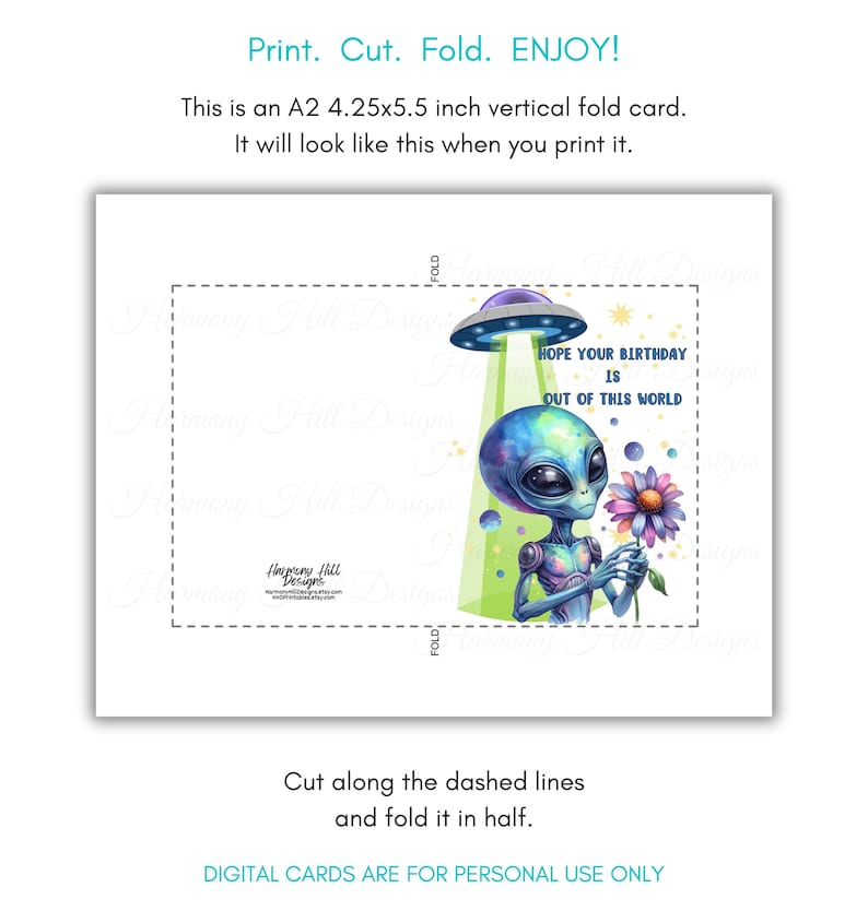 Alien Birthday Card, Out of This World, UFO Birthday Card, Birthday ...