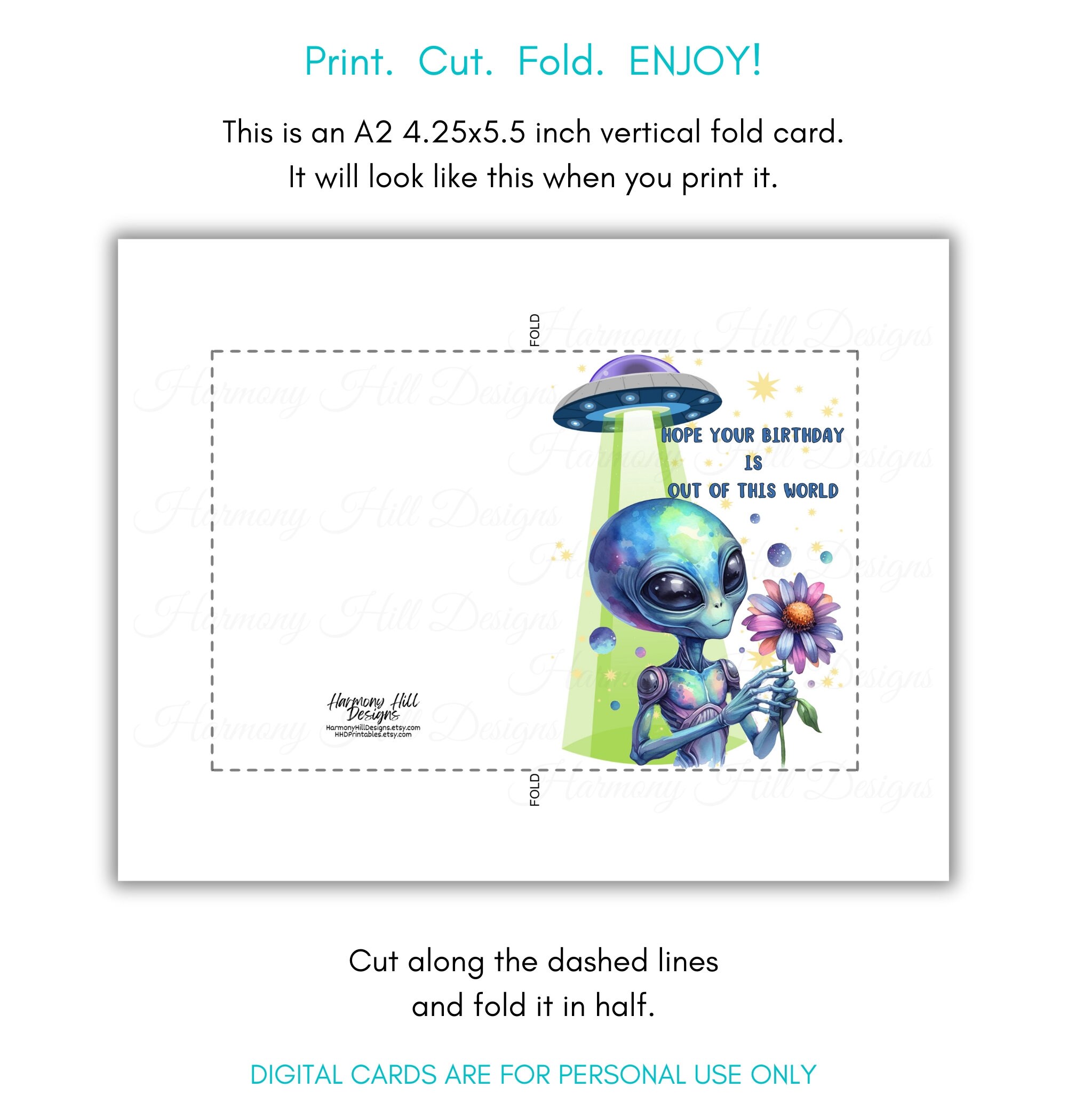 Alien Birthday Card, Out of This World, UFO Birthday Card, Birthday ...