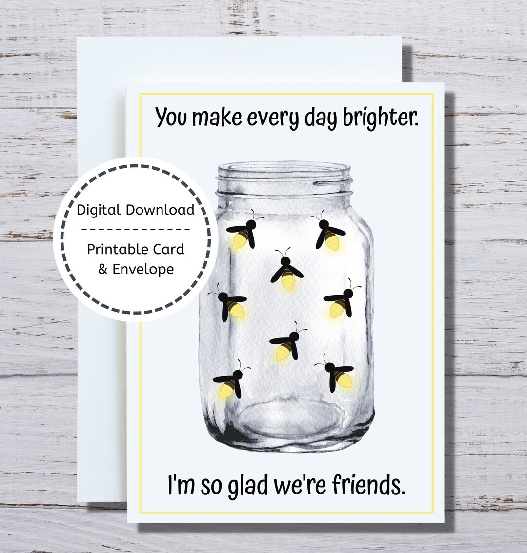 Friendship Card, Printable Card, Lightning Bugs Card, Firefly Card ...