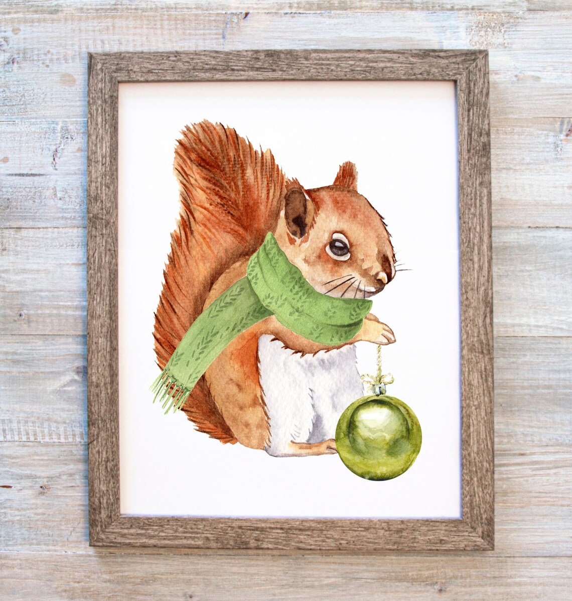 Squirrel Printable, Squirrel Wall Art, Holiday Squirrel Art, Christmas ...