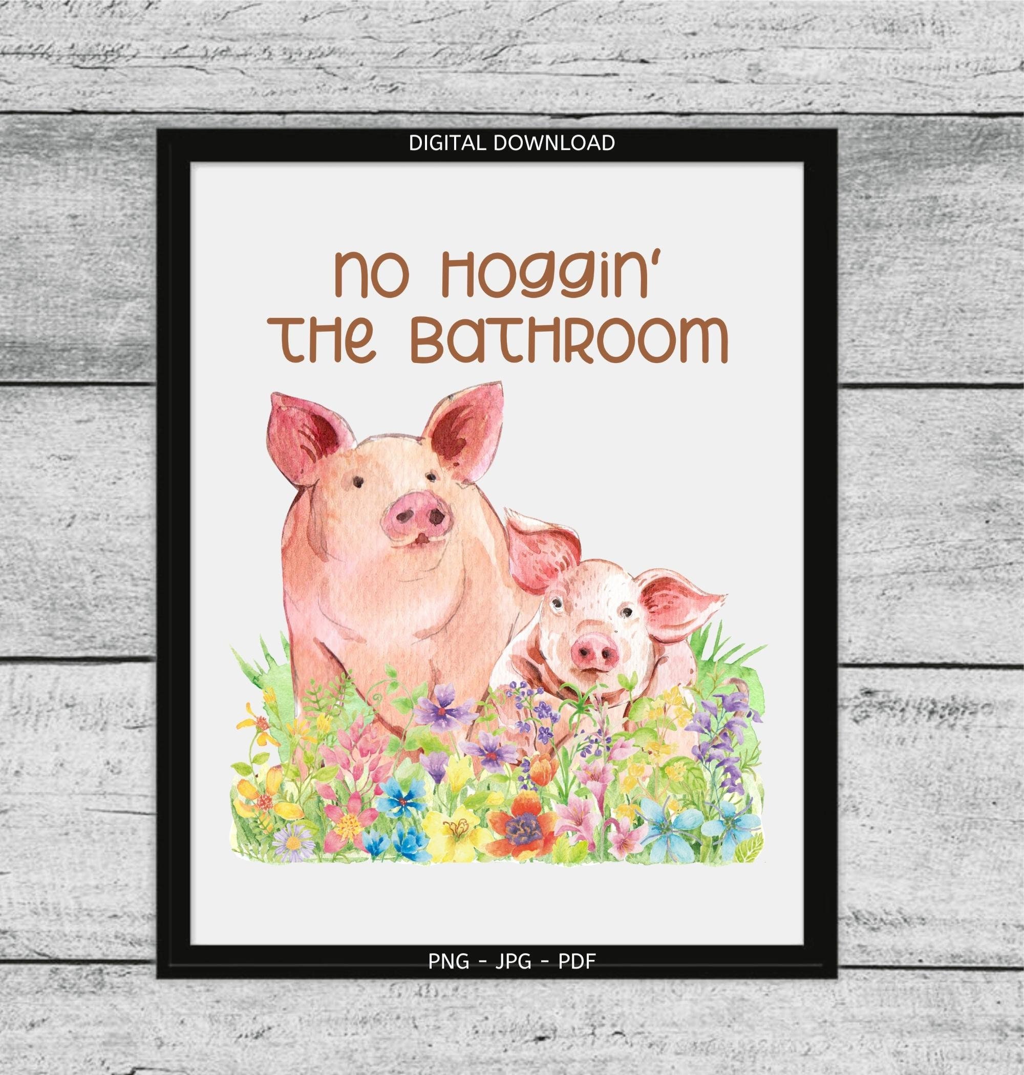 Pig Bathroom Decor, Printable Pigs Wall Art, Pigs Bathroom Wall Art
