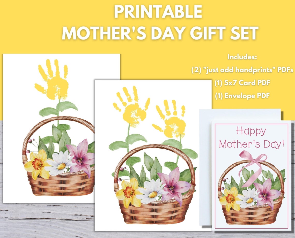 Mothers Day Handprint Printable Printable Mothers Day Card - Etsy