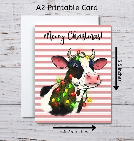 M6545XSB Holiday Bovine Nirvana: 10 Assorted Blank Christmas Note Cards Featuring Fun And Flexible Cows Practicing Yoga Poses While Wearing Christmas Hats, W/White Envelopes