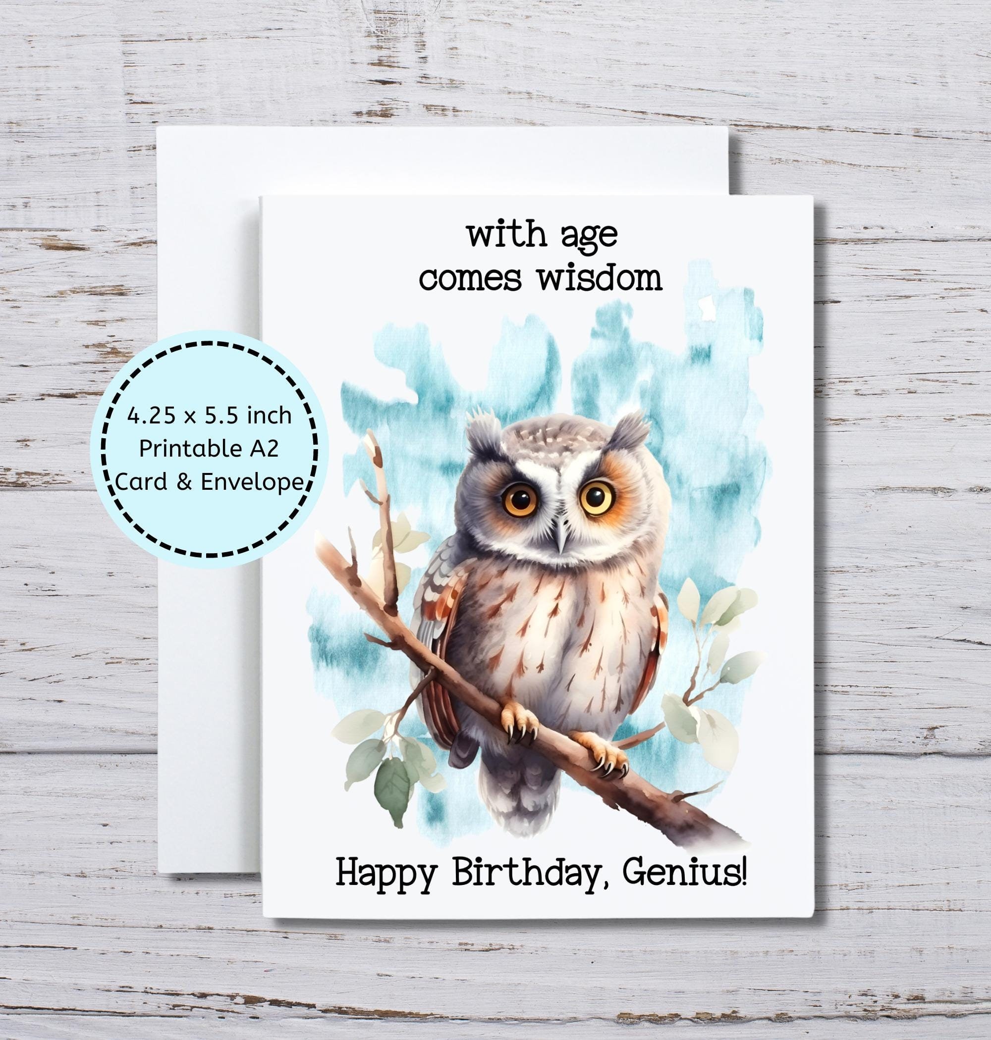 Funny Owl Birthday Card, Snarky Birthday Card, for Him, for Her, for Friend, With Age Comes Wisdom, 